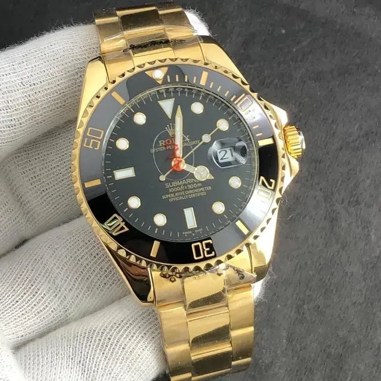 Ro-le-x Automatic Golden And Black Dial Analog Quartz Chain Metal Men Watch