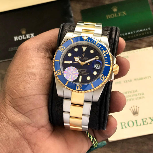 Rol-ex Submariner Analog Blue Dial Round Men's Watch