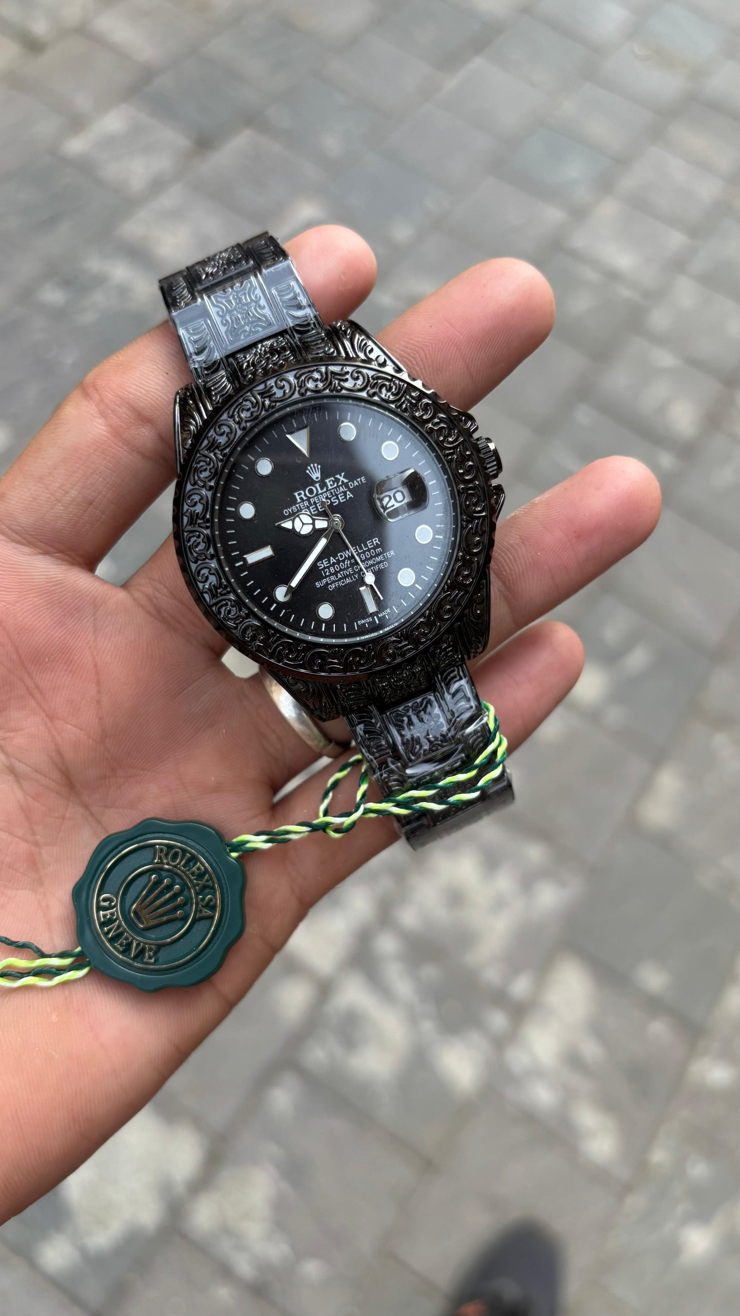 Rol-ex One of The Most Full Black Handmade Design Men's Watch