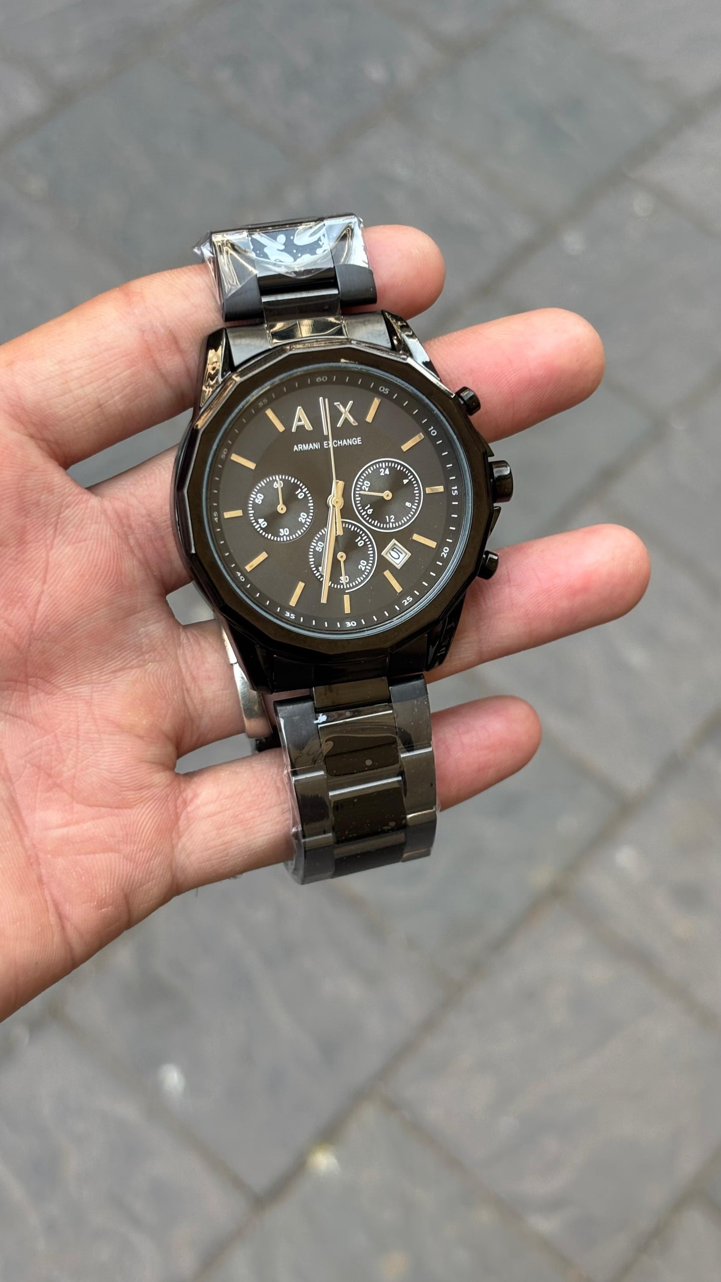 AX Black Chronograph Metal Belt Men's Watch