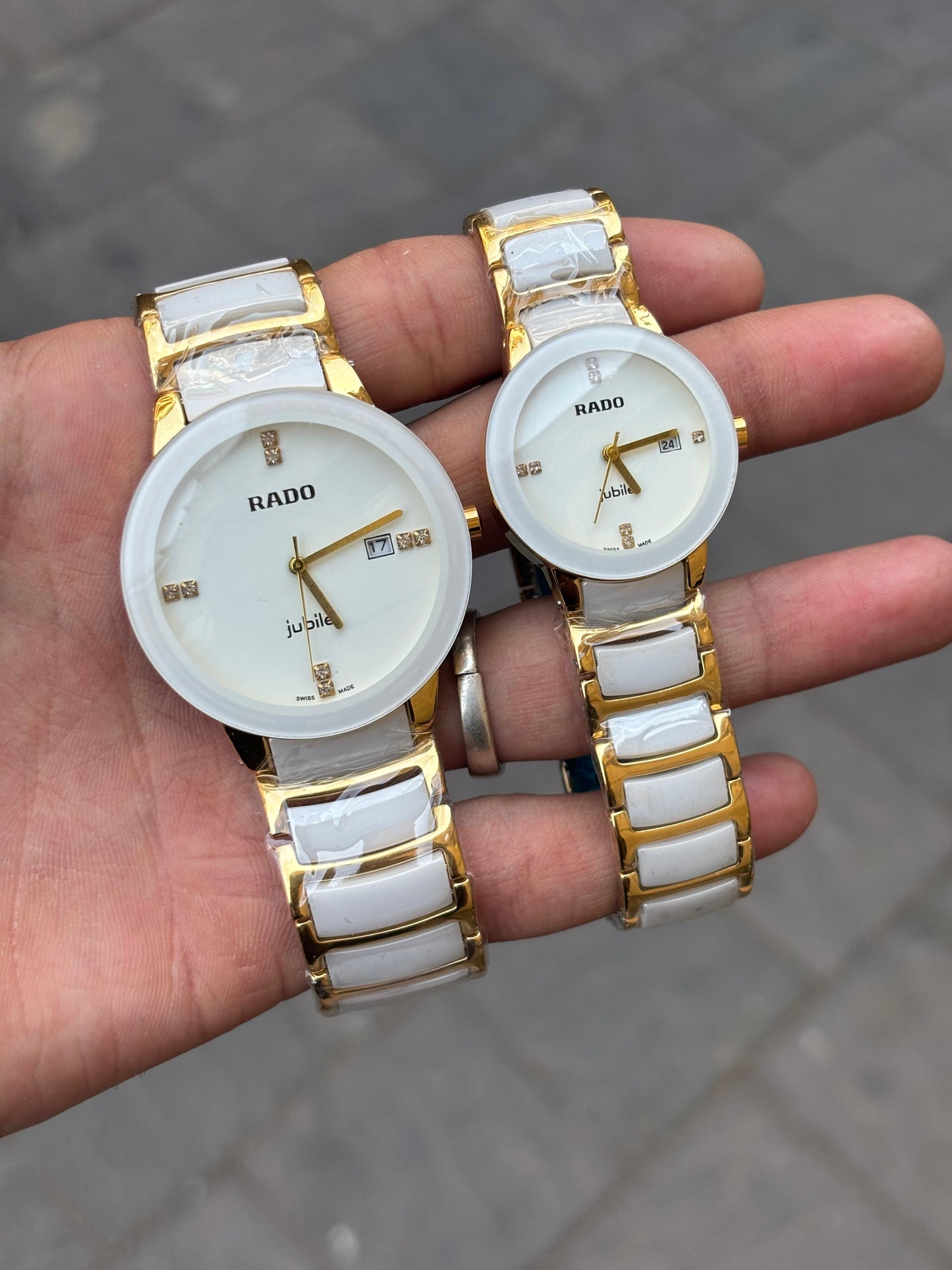 Rado Gold White Ceramic For Couple Watch