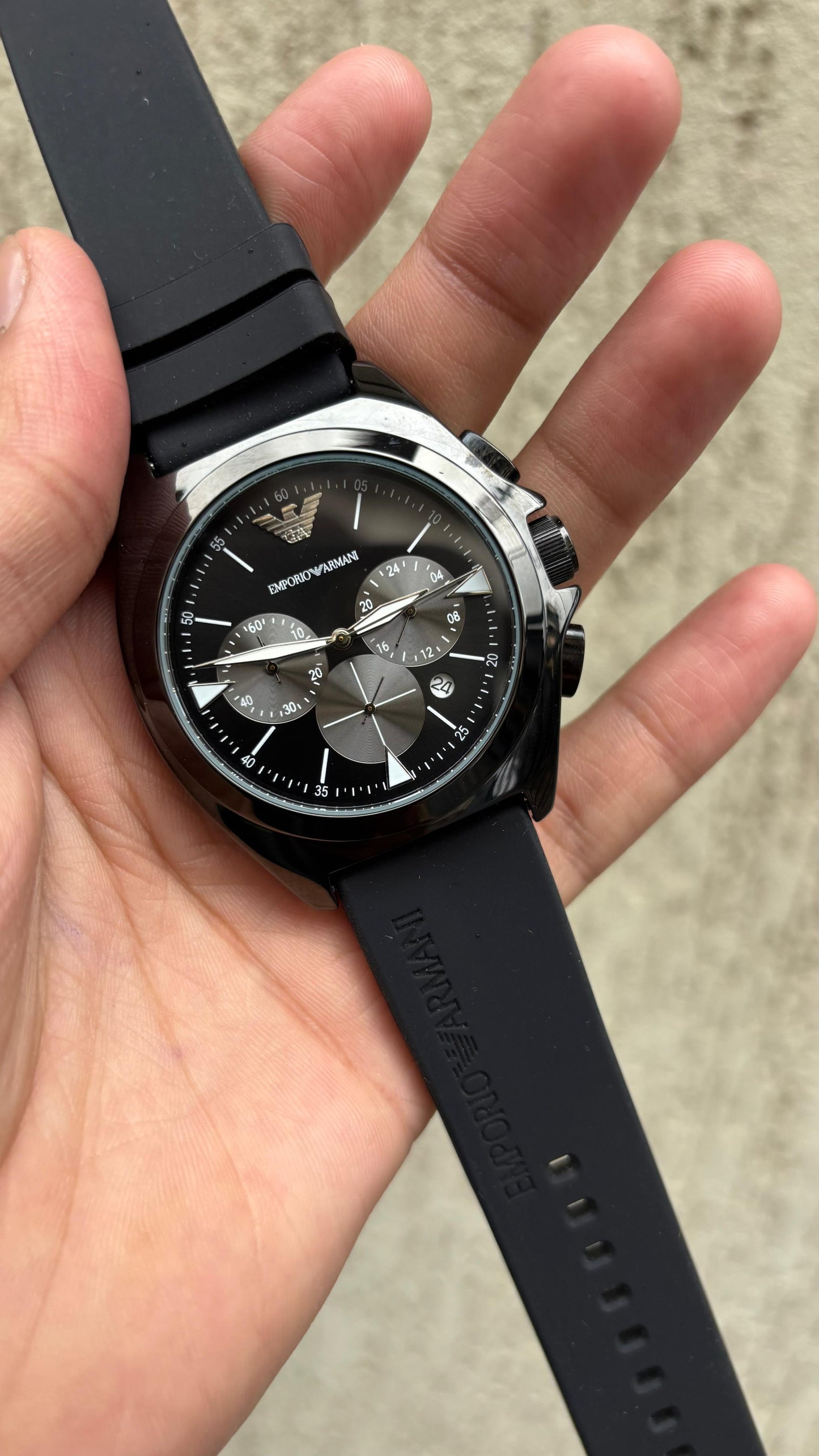 Emporio Armani black chronograph Silicone belt Men's watch