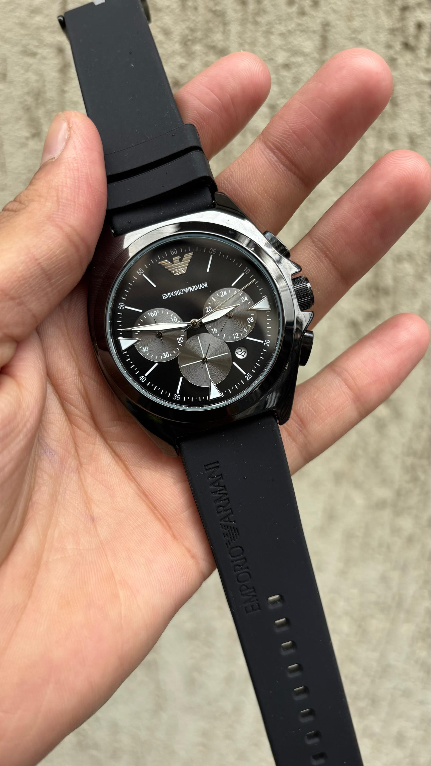 Emporio Armani black chronograph Silicone belt Men's watch