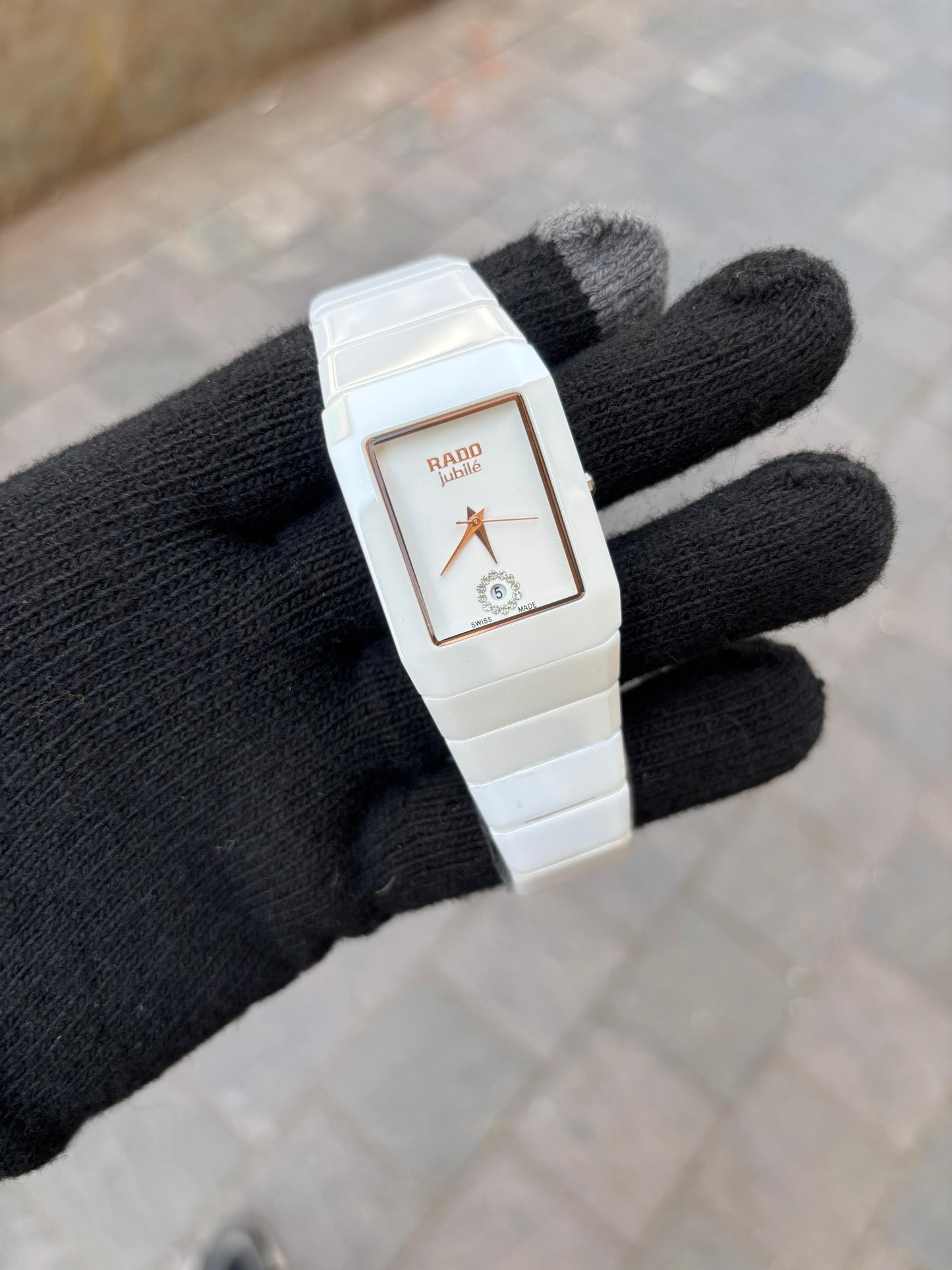 Rado Square White Dial Ciramic Belt Men's Watch