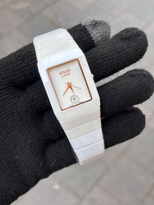 Rado Square White Dial Ciramic Belt Men's Watch