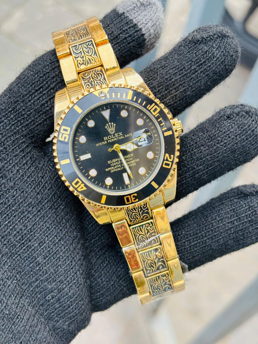 Rol-ex One of The Most Black Dial Handmade Watch For Men's