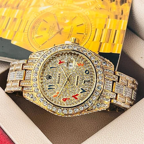 Ro-le-x Mens Diamond Arabic Figure Men's Watch