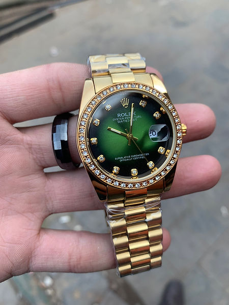 Ro-le-x Green Gold Dial Metal Belt Men's watch