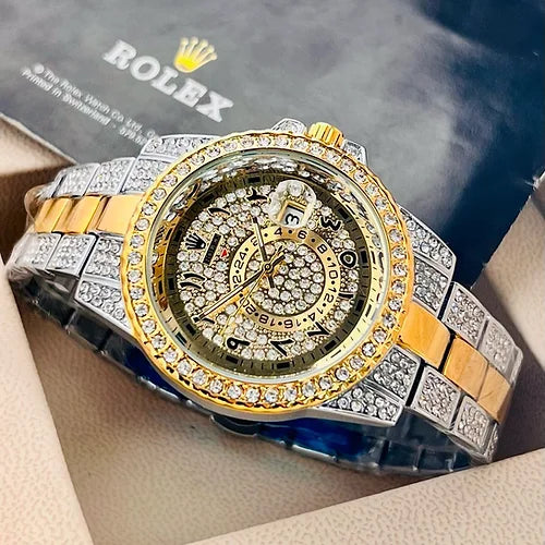 Ro-le-x Men’s Analog gold Arabic Sky Dweller Diamond Watch