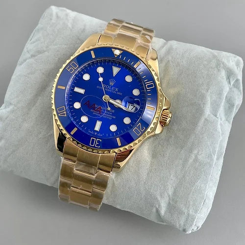 Rol-ex Automatic Golden And Blue Dial Analog Quartz Chain Metal Men's Watch