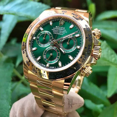 Rol ex Automatic Golden And Green Dial Analog Chronograph Round Men's Watch