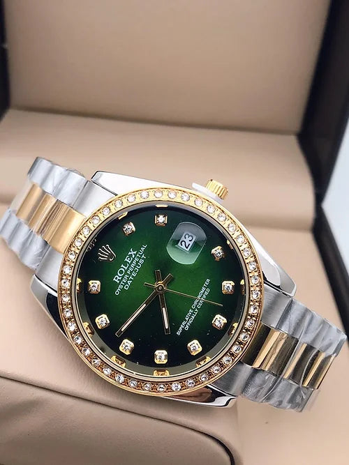 Rol-ex Green Dial Metal Belt G&S Men’s Watch