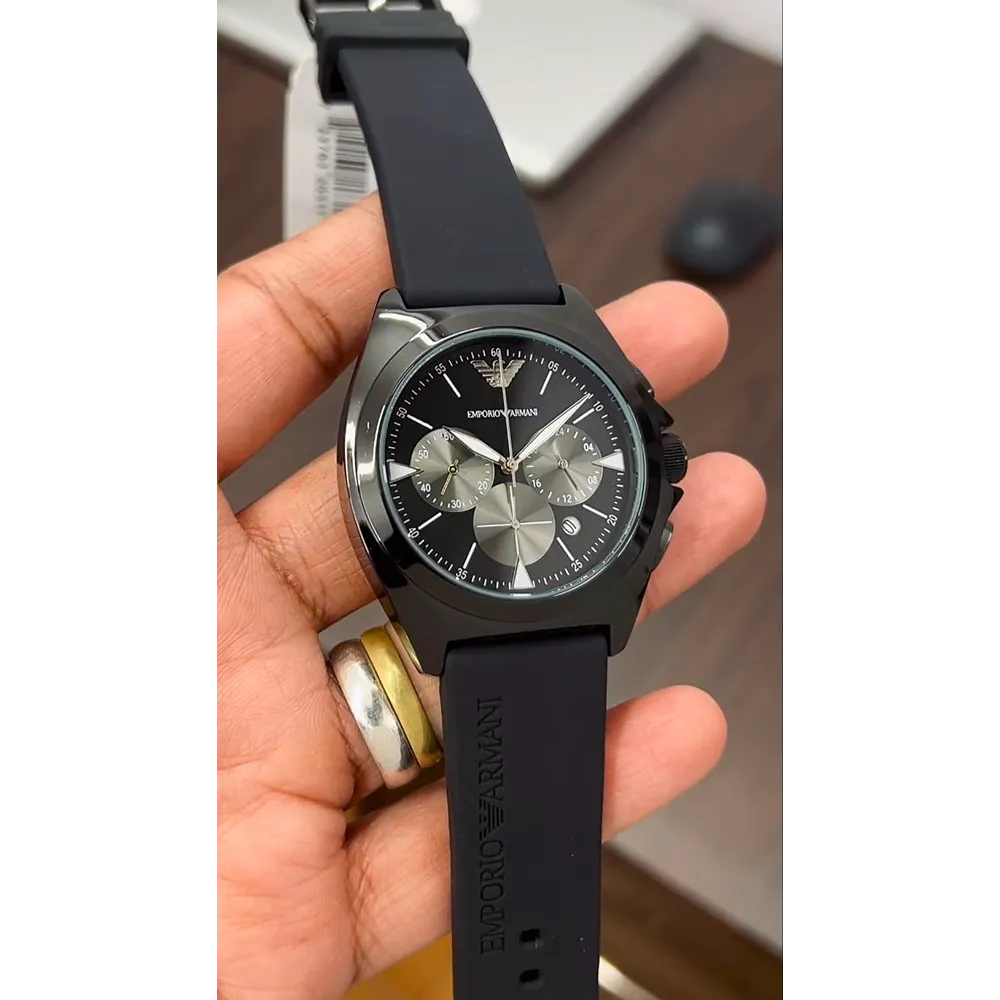 Emporio Armani black chronograph Silicone belt Men's watch