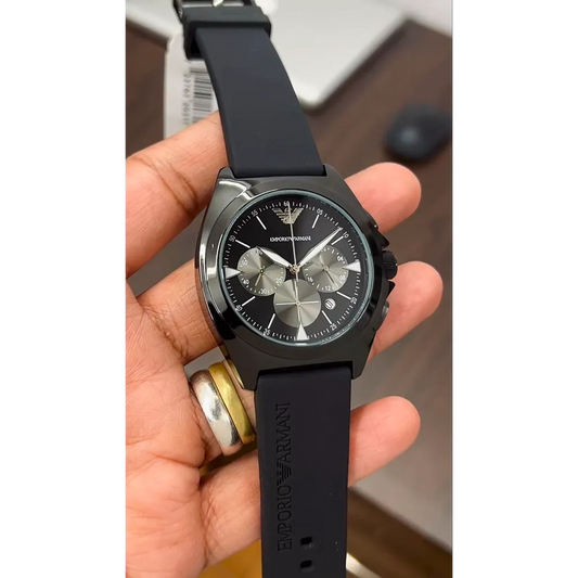 Emporio Armani black chronograph Silicone belt Men's watch