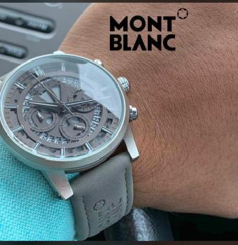 Mont Blanc Grey Chronograph Leather Men's Watch M1122 Formal Casual