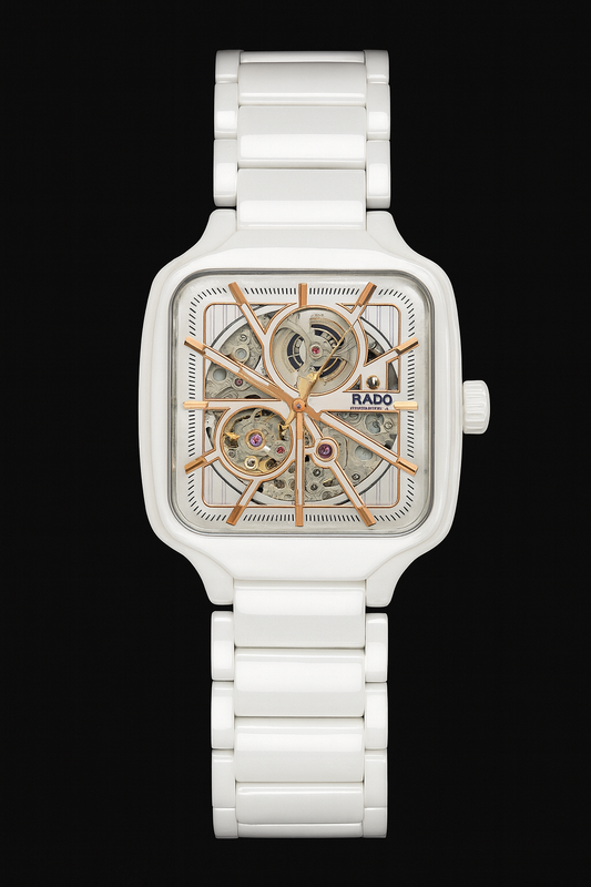 Rado White Dial Ceramic Automatic Open Heart Men's Watch