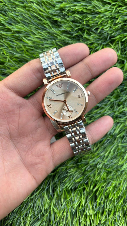 Emporio Armani Brown Dial Chronograph Watch For Women's