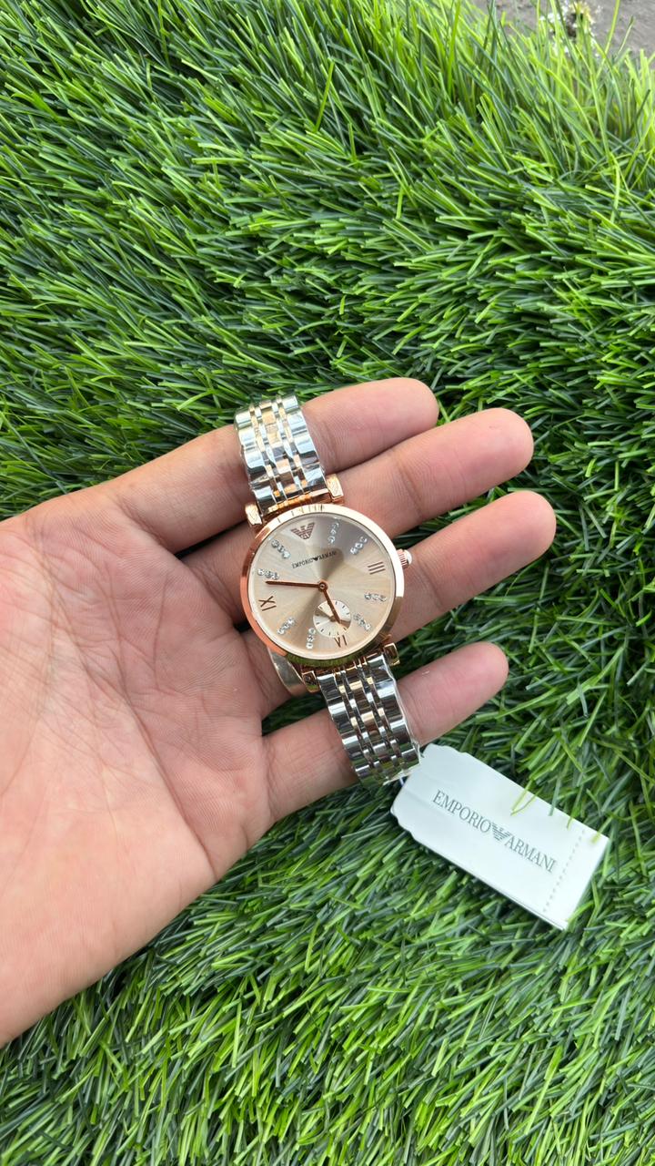 Emporio Armani Brown Dial Chronograph Watch For Women's