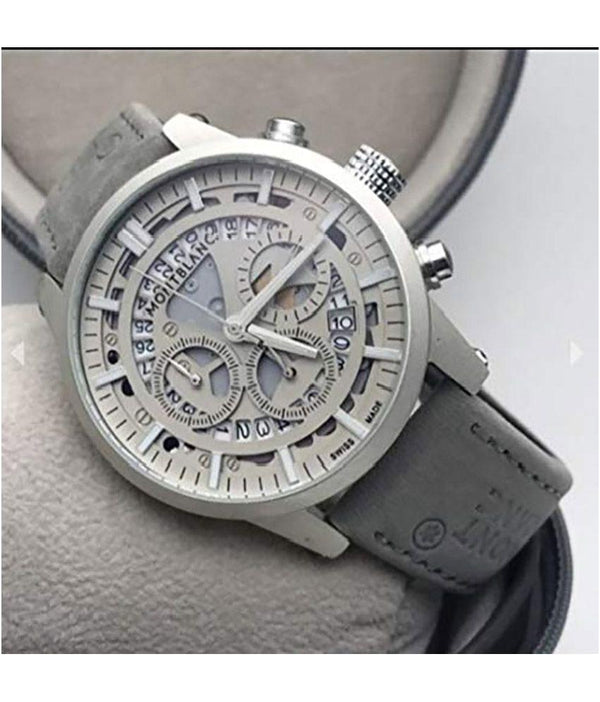 Mont Blanc Grey Chronograph Leather Men's Watch M1122 Formal Casual