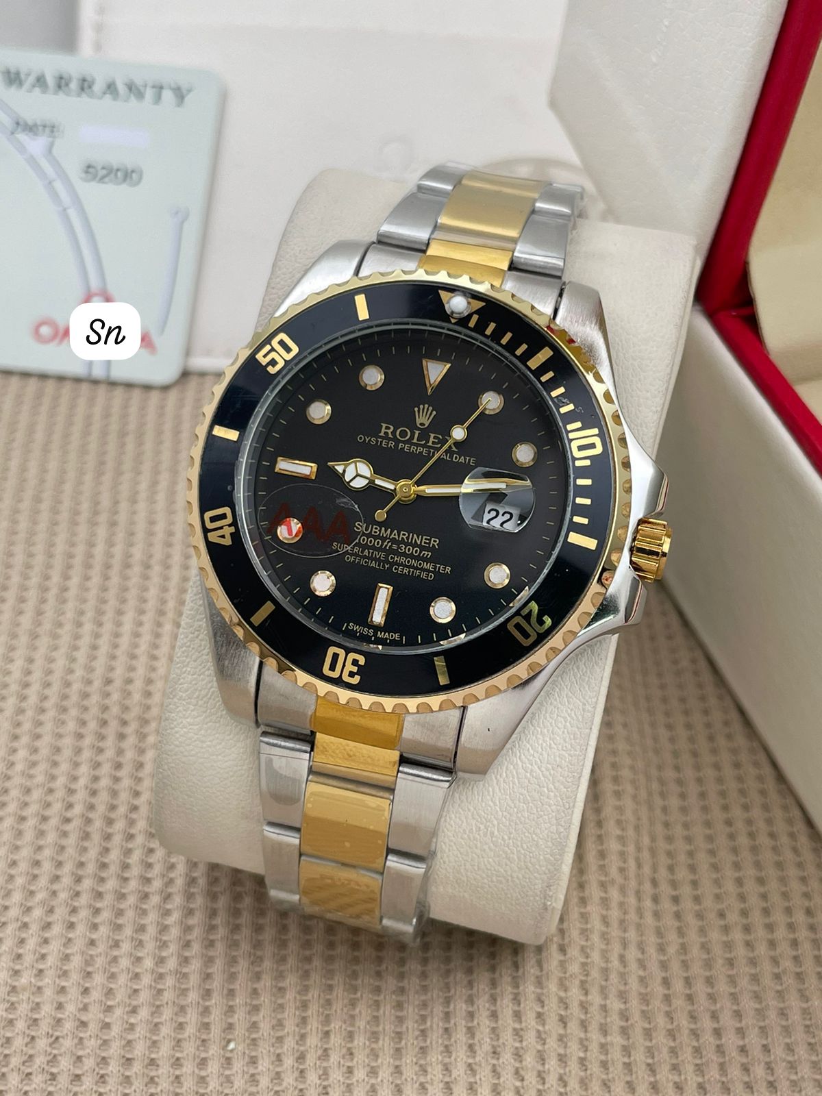 Rolex Submariner Quartz Black Dial Men's Watch