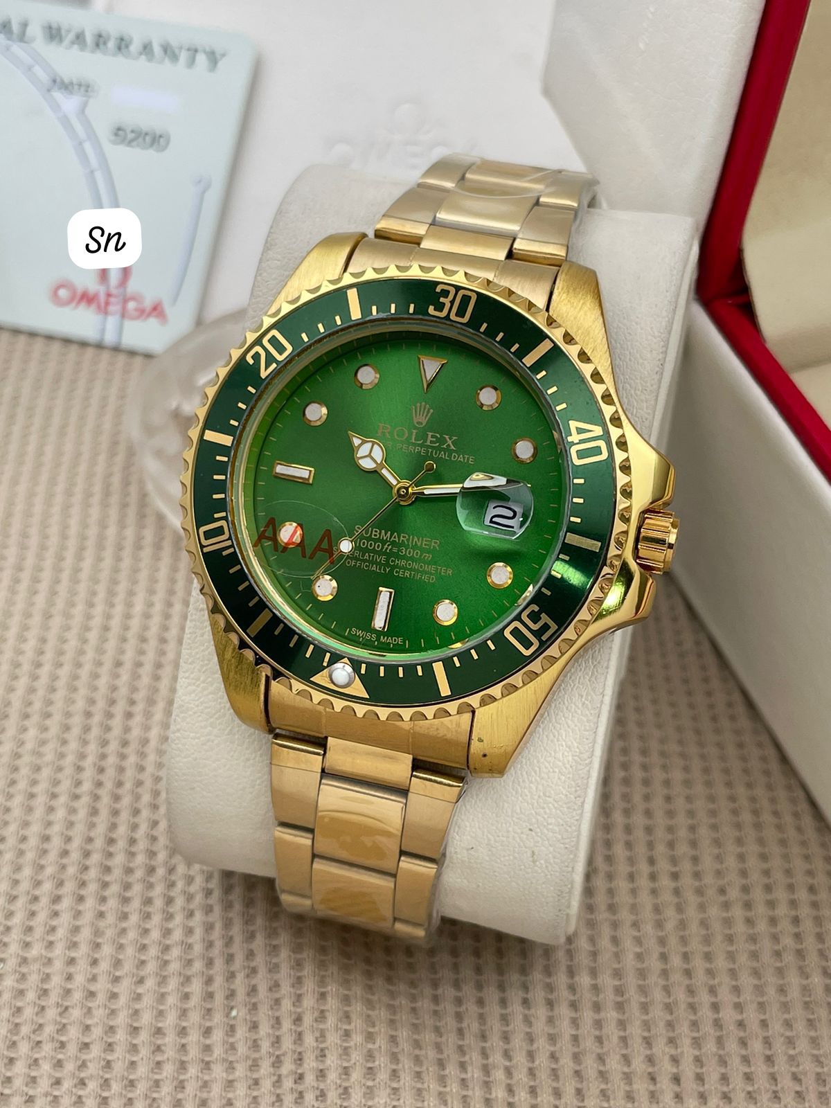 Rolex Submariner Quartz Green Dial Watch For Him