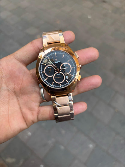 Rado HyperChrome Rose Gold Black Dial Chronograph Men's Watch