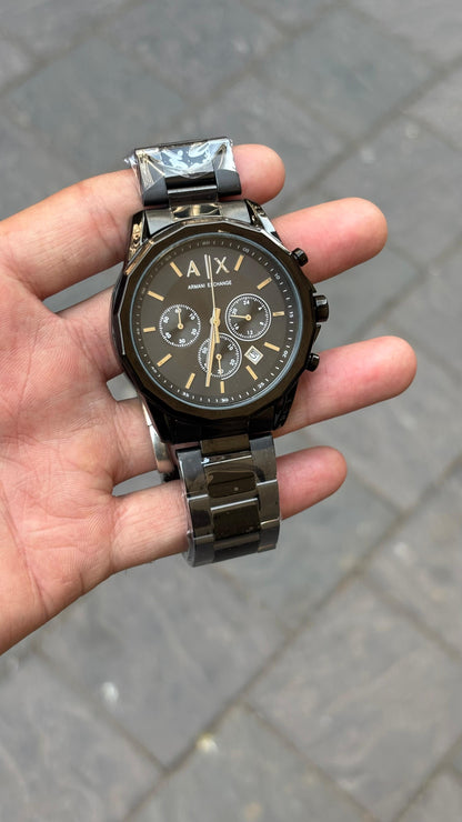 AX Black Chronograph Metal Belt Men's Watch
