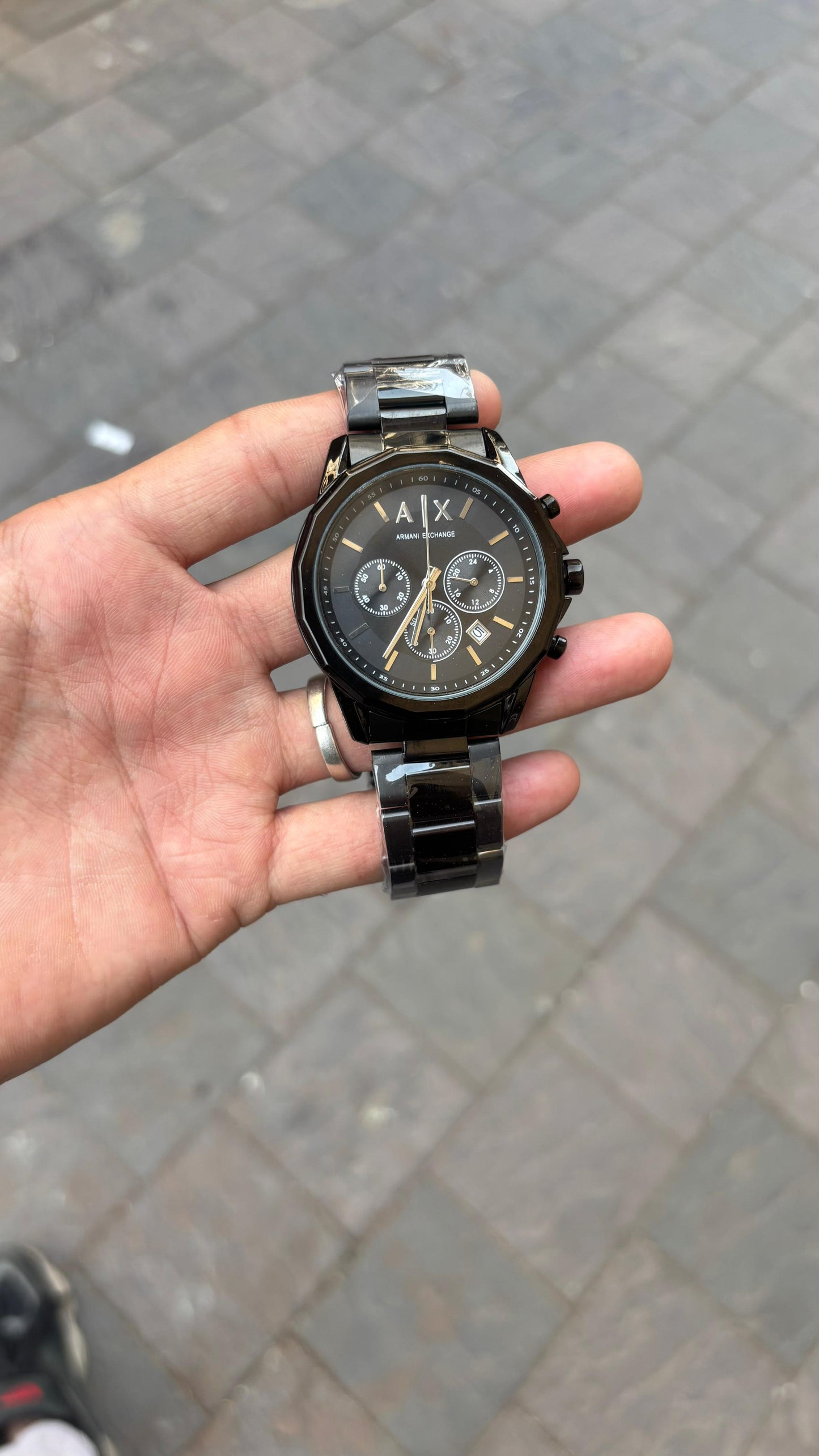 AX Black Chronograph Metal Belt Men's Watch