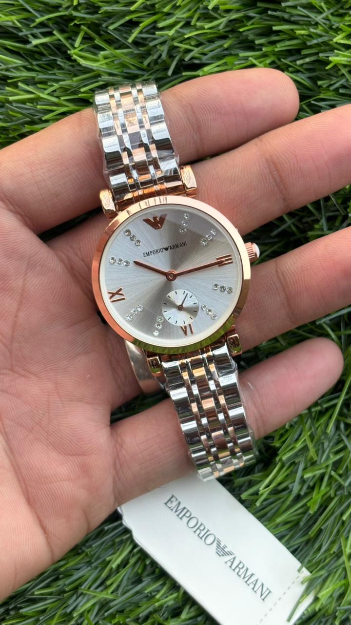 Emporio Armani Chronograph Silver Dial Watch For Women's