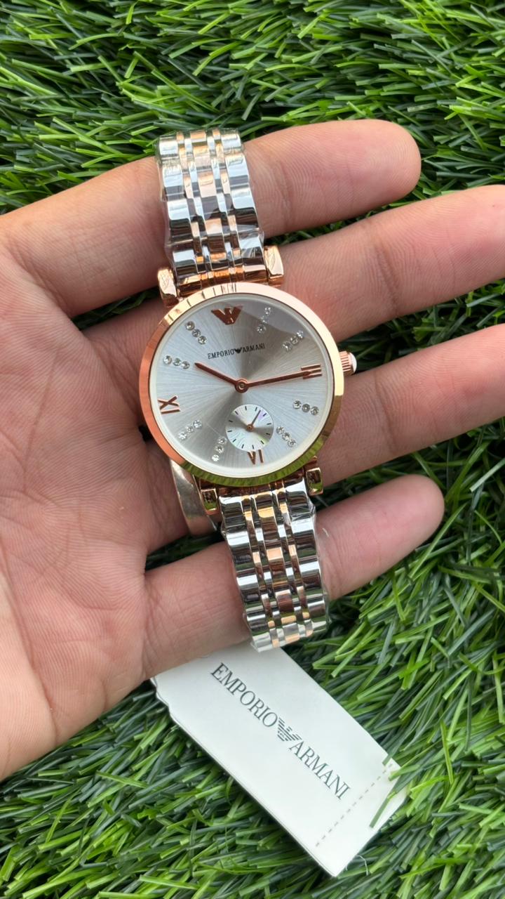 Emporio Armani Chronograph Silver Dial Watch For Women's