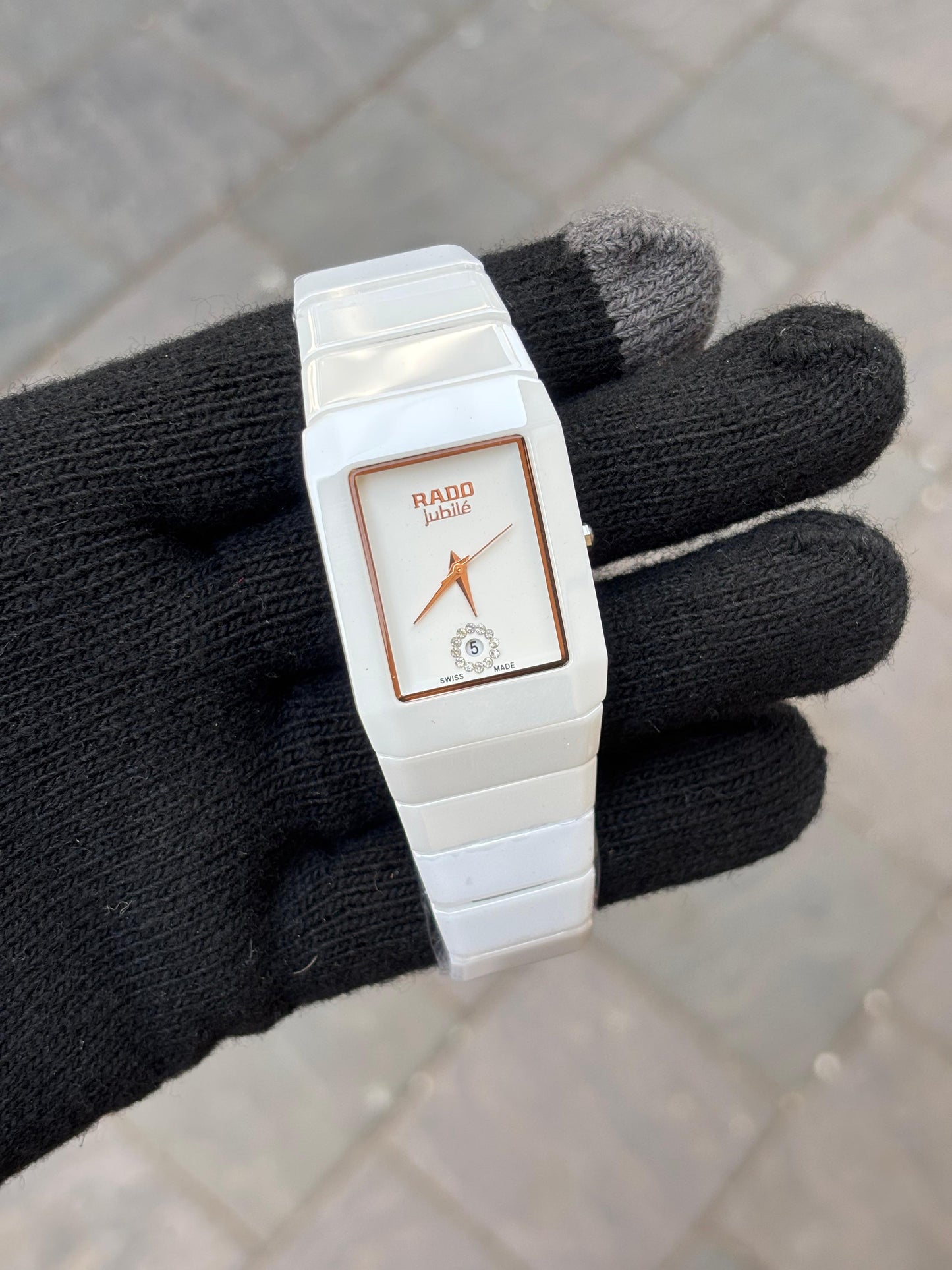 Rado Square White Dial Ciramic Belt Men's Watch