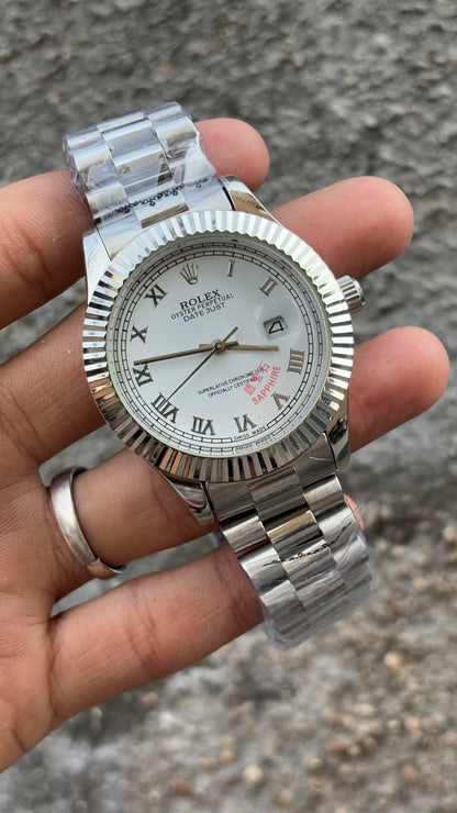 Rolex Datejust White Dial Roman Number Analog Men's Watch