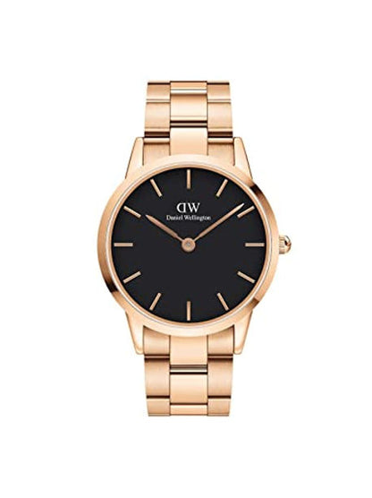 Daniel Wellington Iconic Link Rose Gold Black Dial Couple Watch Set