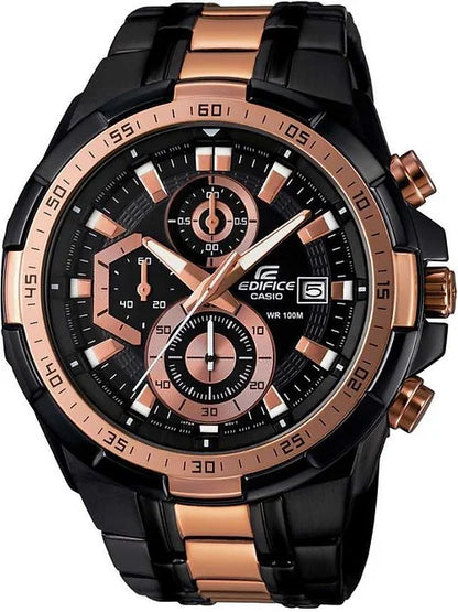 Casio Edifice Black And Rose Gold Chronograph Men s Watch watchworld