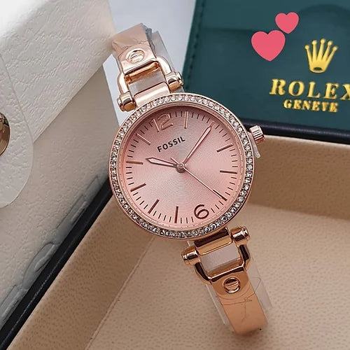 Fossil Rose Gold Dial New Metal Belt Women Watch