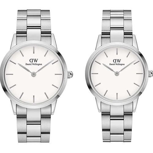 Daniel Wellington Iconic Link Couple Silver Watch Set