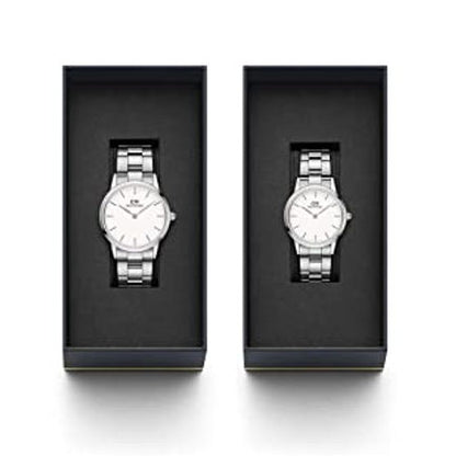 Daniel Wellington Iconic Link Couple Silver Watch Set