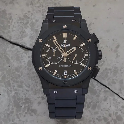 Hublot Black Chronograph Metal Belt For Men's Watch