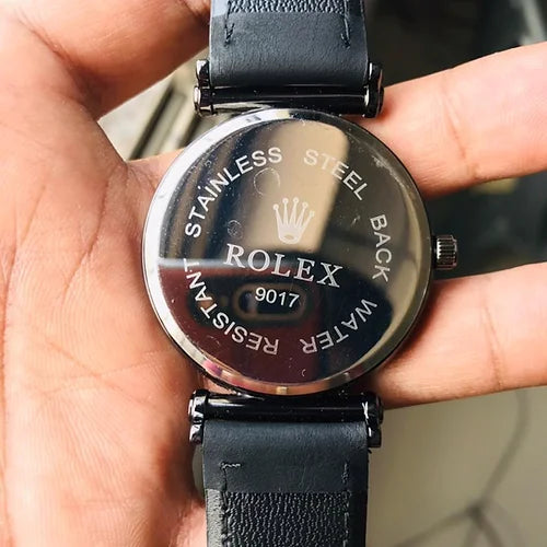 Rolex Moon Black Dial Analog Leather Watch For Women s watchworld