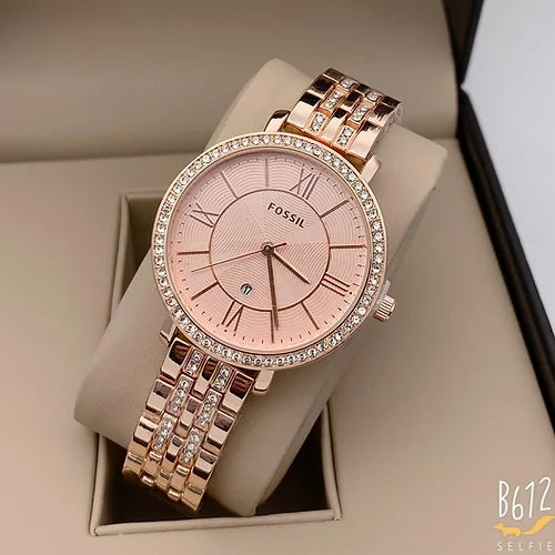 Fossil Rose Gold Dial Watch For Women's