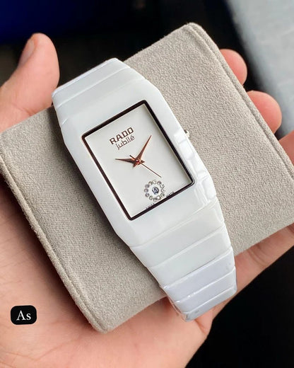 Rado Square White Dial Ciramic Belt Watch For Men's