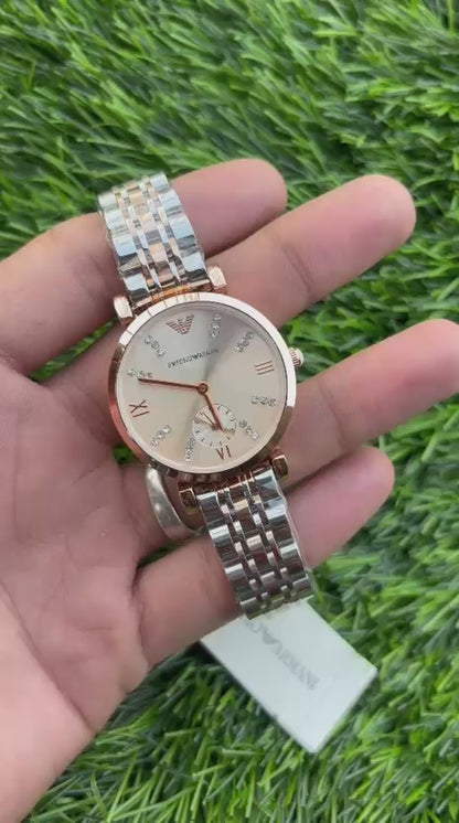 Emporio Armani Brown Dial Chronograph Watch For Women's