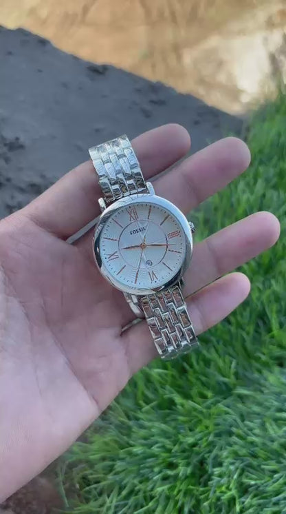 Fossil White Dial Analog Luxury Women's Watch