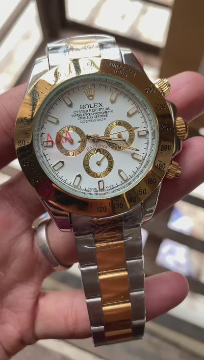 Ro-le-x Automatic Silver White Dial Analog Chronograph Men's Watch