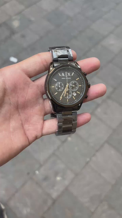 AX Black Chronograph Metal Belt Men's Watch
