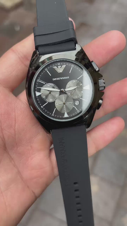 Emporio Armani black chronograph Silicone belt Men's watch
