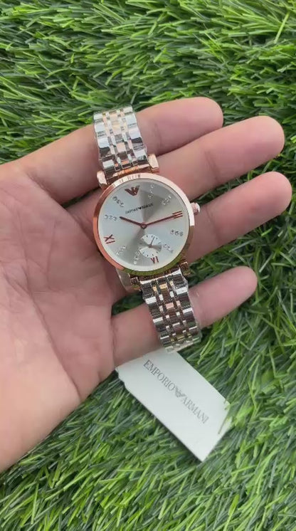 Emporio Armani Chronograph Silver Dial Watch For Women's