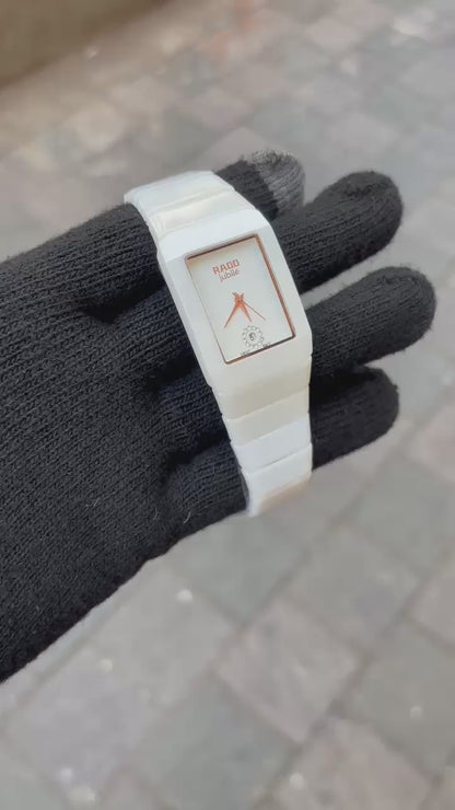Rado Square White Dial Ciramic Belt Men's Watch