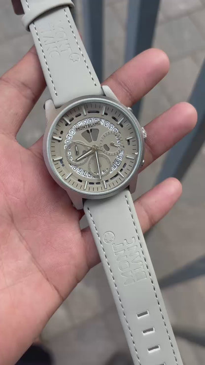 Mont Blanc Grey Chronograph Leather Men's Watch M1122 Formal Casual