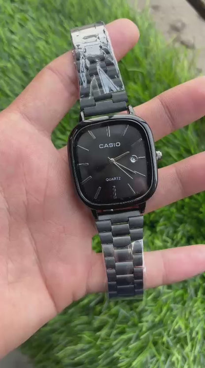 Casio Vintage Full Black Dial Quartz Watch For Unisex